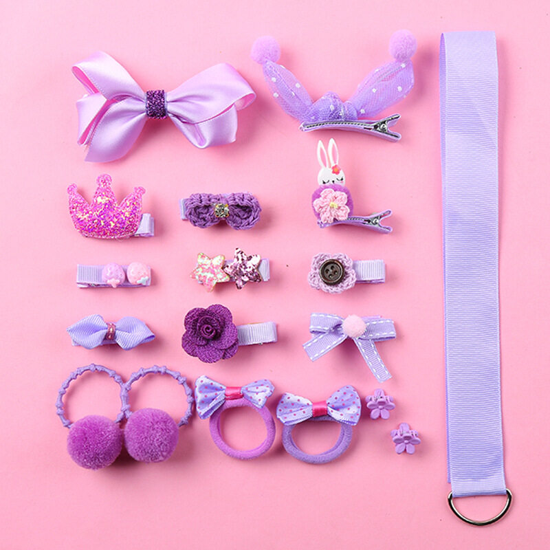 18 ชิ้น / เซ็ตสาวกิ๊บติดผมแหวนเจ้าหญิงไม่เจ็บผมยางรัดหัวเชือก18pc/set/box Girls hair pin/ clip / ring princess  no hurt hair rubber band Gift Box Set