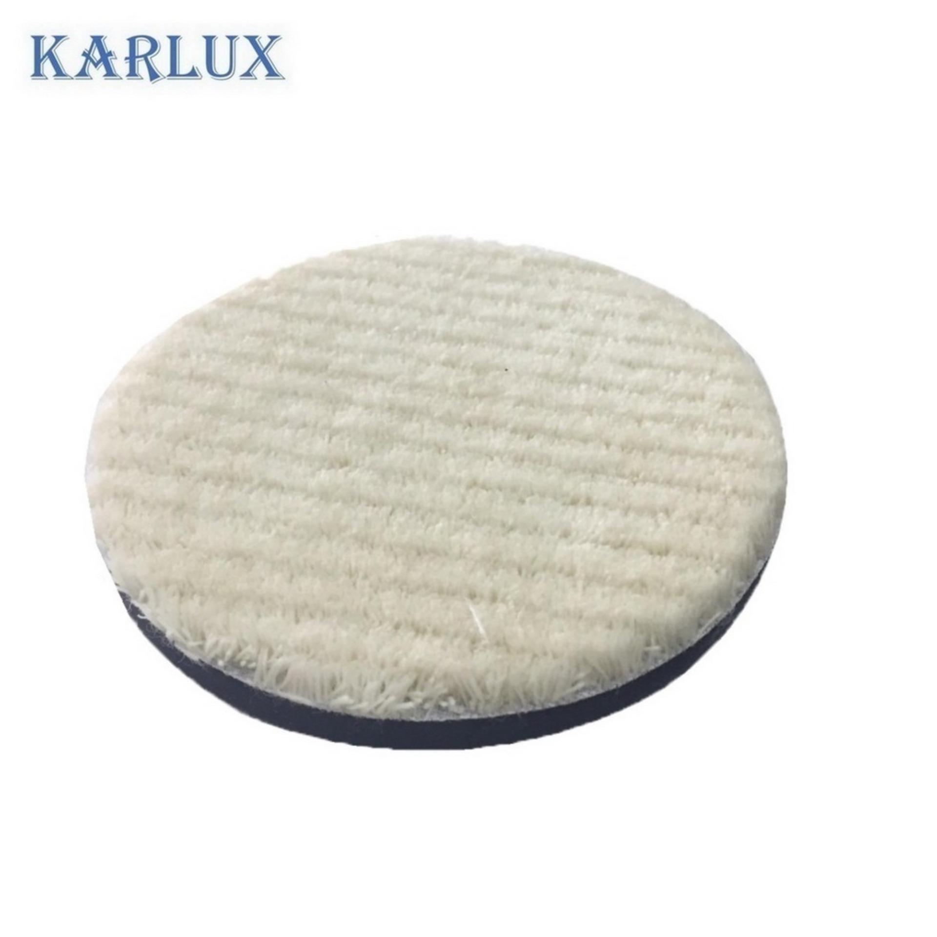 Karlux แผ่นขัดขนแกะ 7  ขนสั้น มีเสริมฟองน้ำ หลังผ้าสักหลาด Wool Pad w/velcro 7 inch