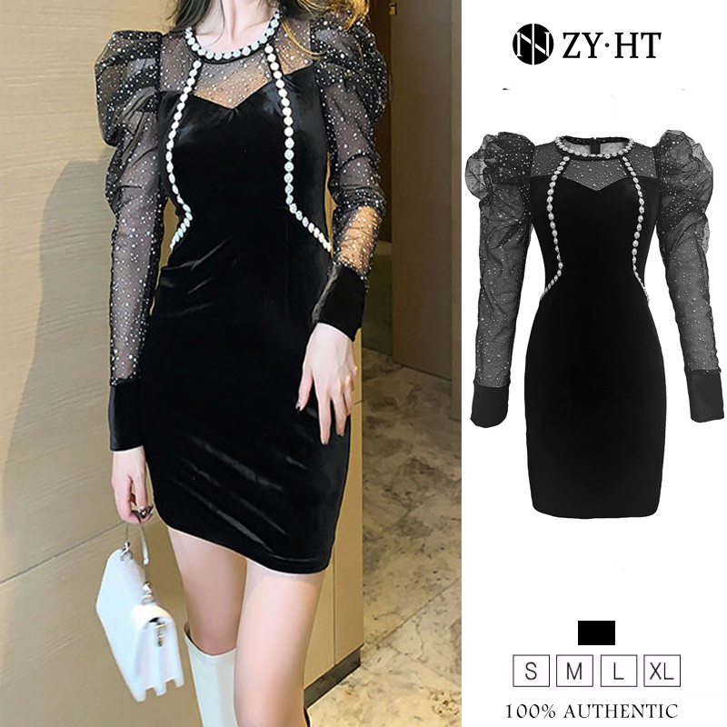 ZY.HT EraVogue เดรสผู้หญิง เดรสแขนพอง เดรสตาข่าย เดรสกำมะหยี่ เดรสรัดรูป เดรสไปงานแต่ง เดรสสีดำ เดรสเกาหลี เดรสออกงาน ชุดเดรสผู้หญิง 9446 ราคา 1,578 บาท*ส่งฟรี