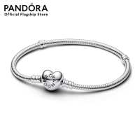 Pandora Silver Moments Silver Bracelet with Heart Clasp