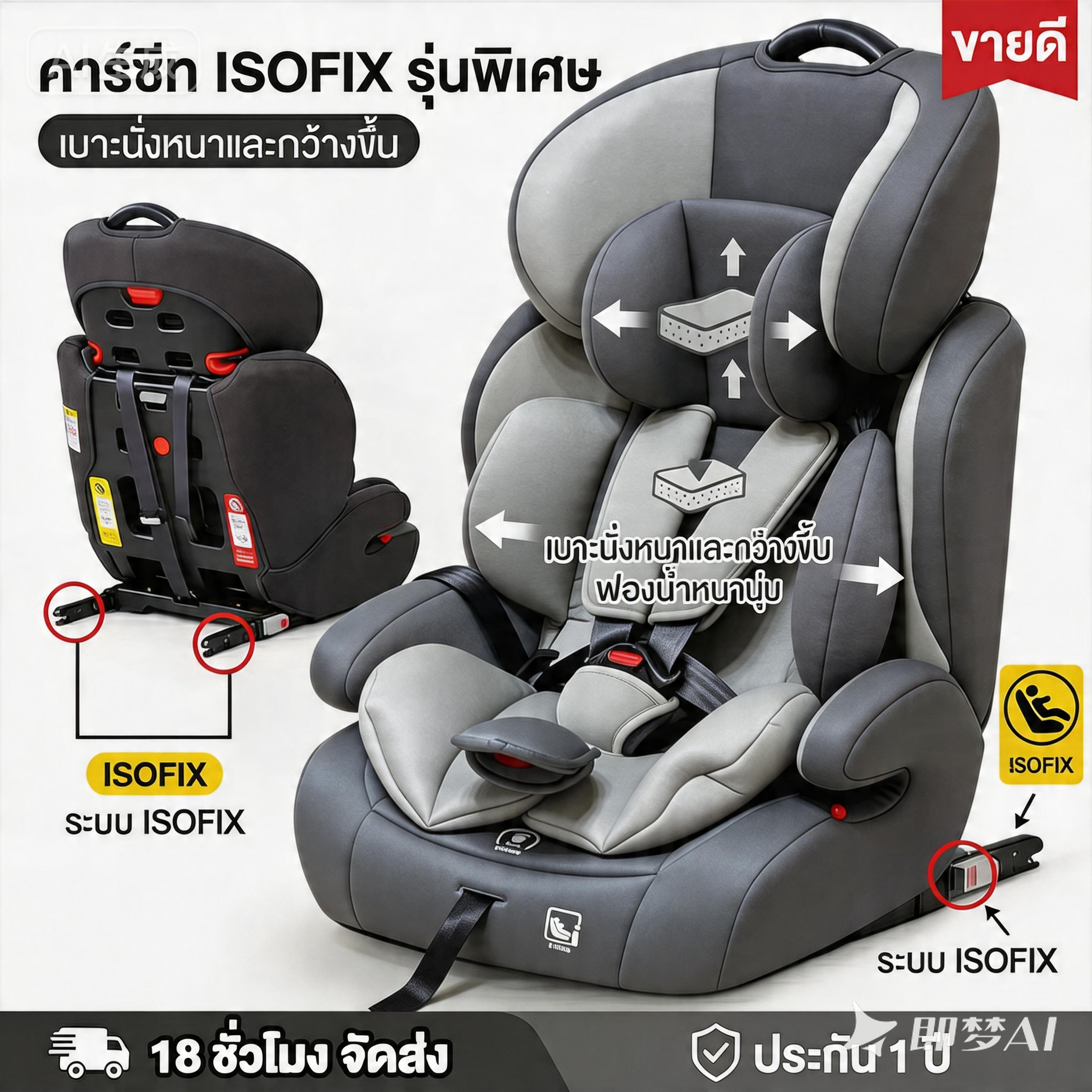 Beige ใส่ได้กับรถทุกรุ่น คาร์ซีท เหมาะสำหรับเด็กแรกเกิด-11ปี Carseat รับน้ำหนักได้มากถึง 50 กก รองรับระบบ ISOFIX คาร์ซีทพกพา คาร์ซีทถูกที่สุด