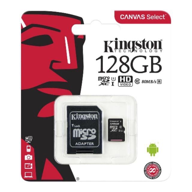 Kingston Micro sd card Memory Card 128GB กล้อง/กล้องติดรถยนต์ / โทรศัพท์มือถือ (ของแท้)