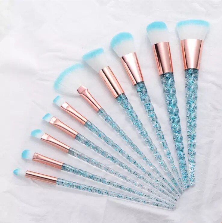 brush set（รีวิวเยอะมาก+ราคาพิเศษสุด）แปรงแต่งหน้า 10 ชิ้น ขนนุ่ม แปรงแต่งหน้ามืืออาชีพ แปรงรองพื้น แปรงเครื่องสำอาง10 ชิ้น (ด้ามหยัก)