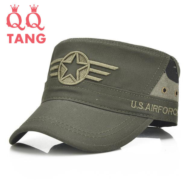 QQ หมวกแก๊ปแฟชั่นเกาหลี หมวกสไตล์ทหาร หมวกบังแดดผ้าฝ้าผสมอ่อนนุ่มใส่สบาย