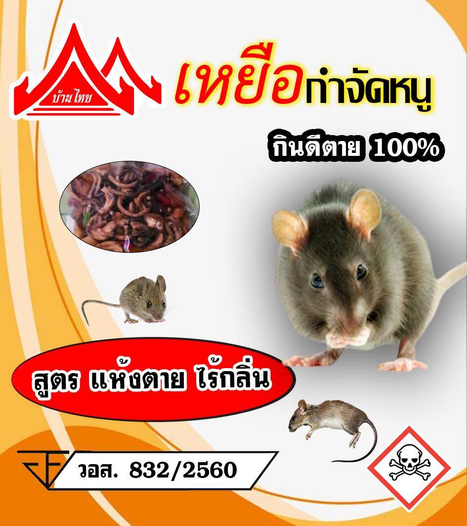 กำจัดหนูแบบธรรมชาติ ไร้กลิ่น หมดปัญหาหนูรบกวน ด้วย เยื่อกำจัดหนู สูตรแห้งตาย แบบซอง ออกฤทธฺ์ช้าแต่รุนแรง ส่งด่วนทุกวัน