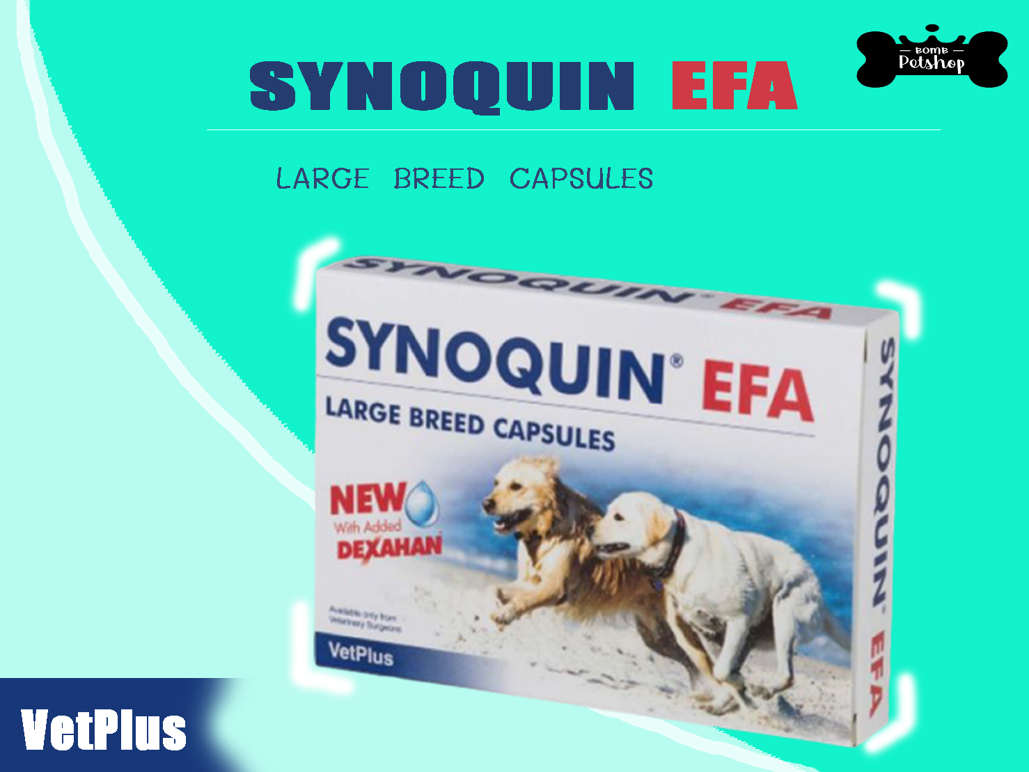 Vetplus Synoquin EFA Large Breed Dogs Tablet Joint Support อาหารเสริม แบบเม็ด บำรุงข้อ กระดูก สำหรับสุนัข นน. มากกว่า 25 กก. บรรจุ 30 tabs