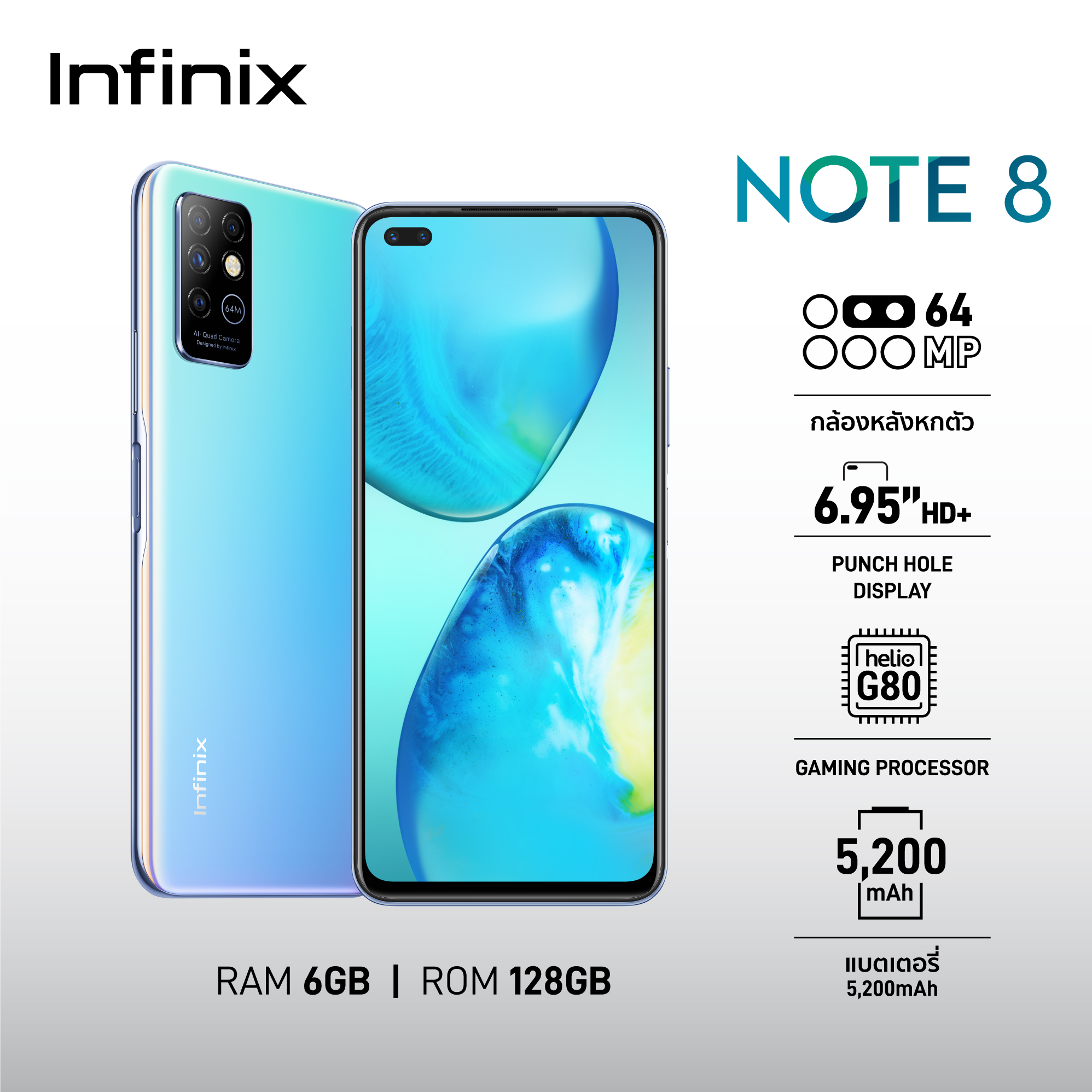 Infinix Note 8 (6GB+128GB) จอกว้าง 6.95