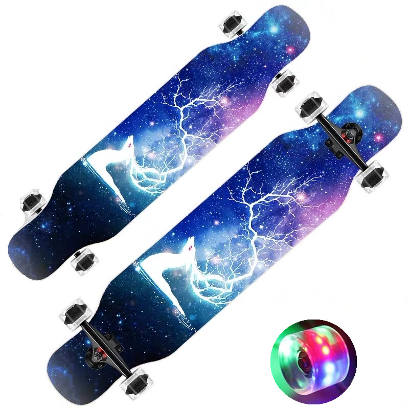 Dancing ผ่าน Freestyle สเก็ตบอร์ด Xtreme Cruiser Maple DROP Longboard สเก็ตบอร์ดครบชุด