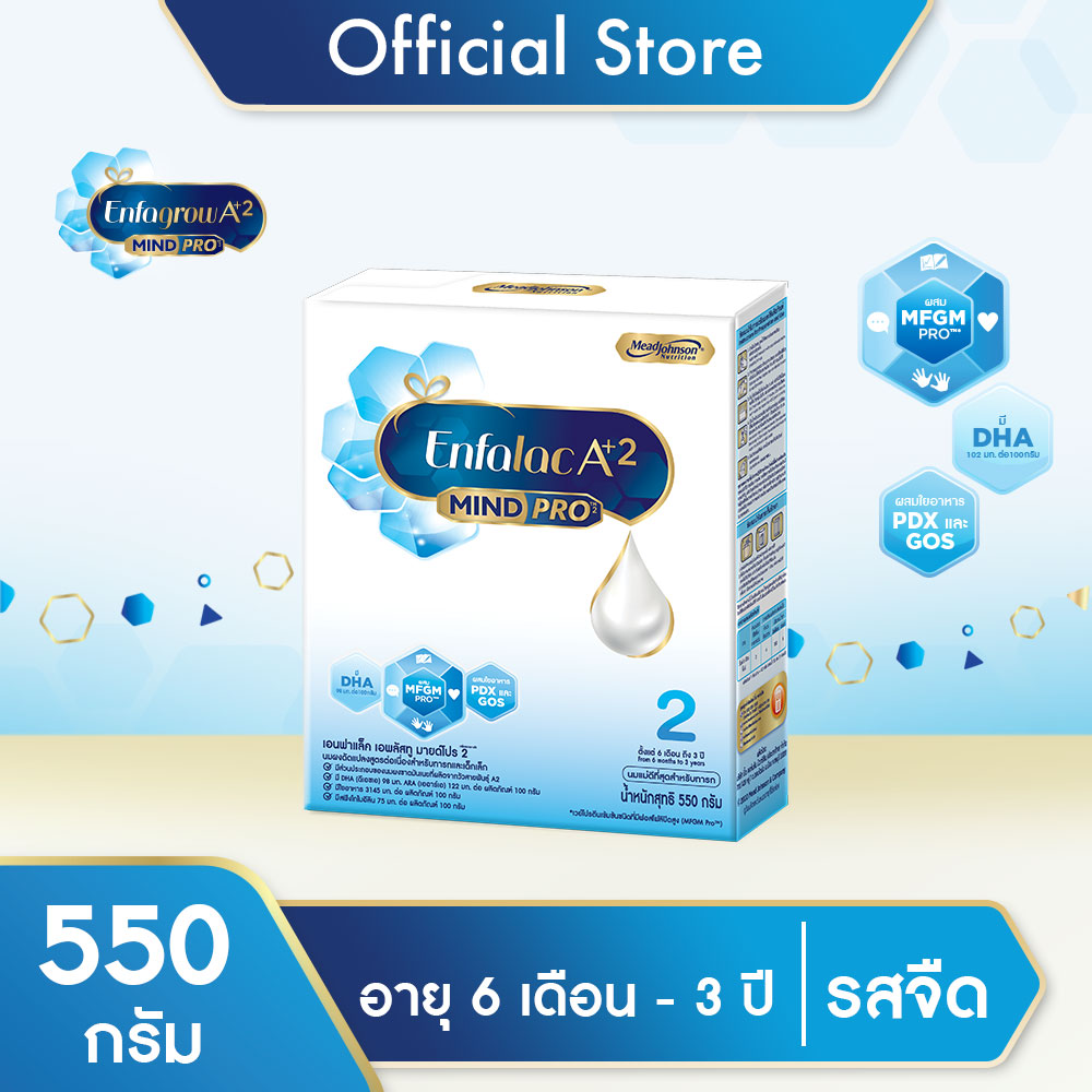 เอนฟาแล็ค เอพลัสทู สูตร 2 นมผง ขนาด 550 กรัม จำนวน 1 กล่อง Enfalac A Plus 2 Formula 2 Milk Powder size 550 g. 1 unit