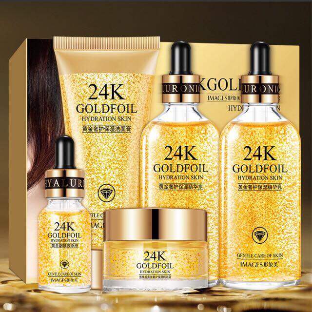 ชุดบำรุงผิวทองคำ ชุดใหญ่บิ๊กเซ็ต 5 ชิ้น Images 24k GOLD FOIL SET ผิวหน้าขาวใส เรียบเนียน  กระชับผิวเต่งตึง 5ชิ้นในกล่องสวยหรู