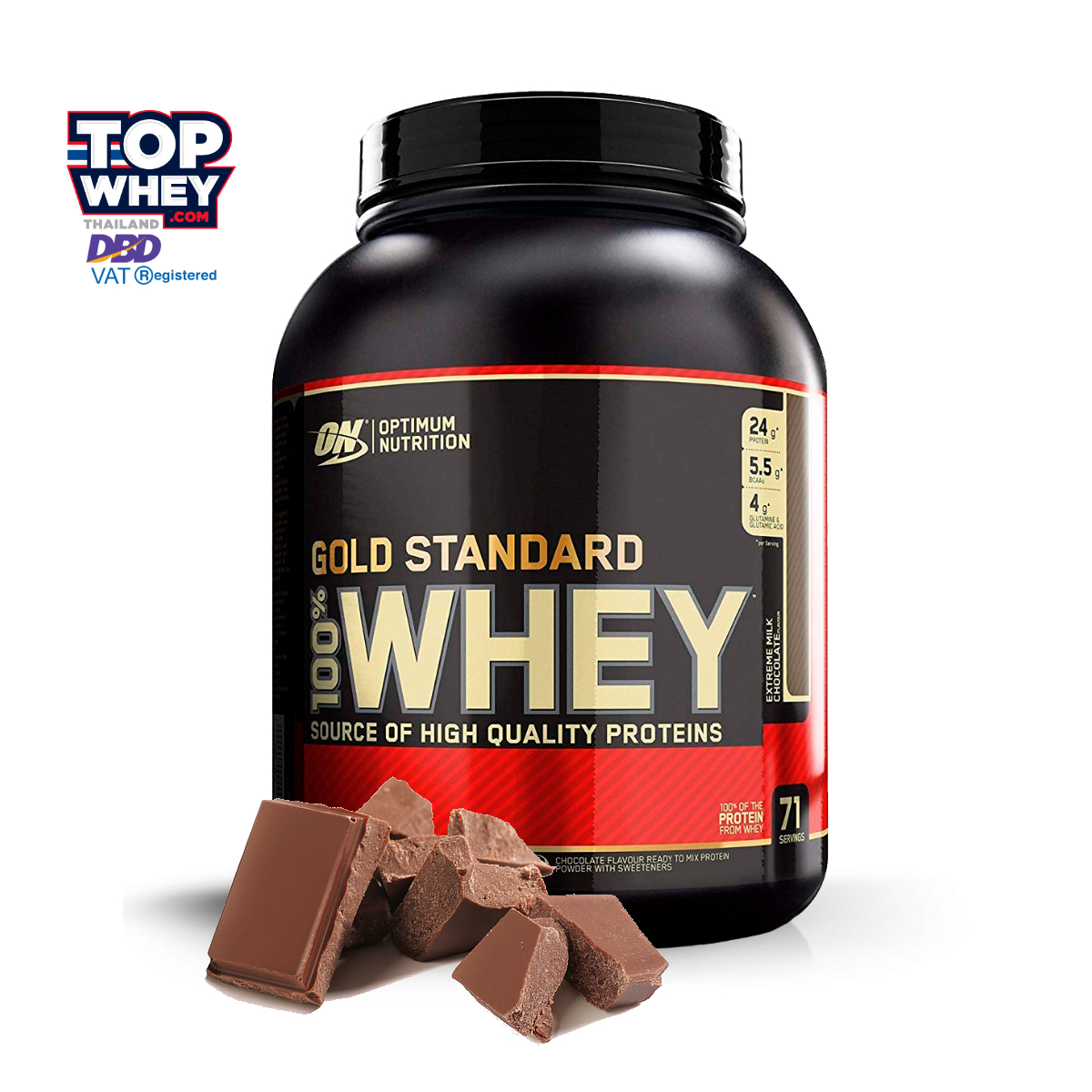 ผลิตภัณฑ์เพื่อสุขภาพ Optimum Nutrition Gold Standard 100% เวย์โปรตีน 5LB - ช็อกโกแลตนมเข้มข้น ราคา 3,989 บาท*ส่งฟรี