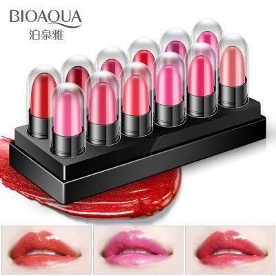 ลิปสติก 12สีสวยในกล่อง Bioaqua lipstick box set ลิปสติกขนาดกะทัดรัดสีสวยถึง 12 เฉดสี สวยได้ในทุกโอกาส กล่องเดียวครบทุกสี ราคาสุดคุ้ม