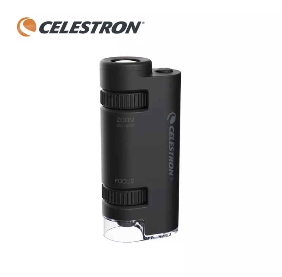 Ready to Ship Celestron Portable Monocular Microscope 60X-120X Stepless Zoom Microscope with Light Source Focus, Easy to Use. ราคา 720 บาท*ส่งฟรี