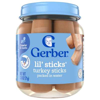 Gerber Mealtime Lil’ Sticks Turkey อาหารนิ้วเด็ก แท่งไก่งวงบด สำหรับเด็ก 10 เดือนขึ้นไป ขนาด 2.5 oz