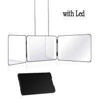 Kemei 3 Way Mirror for Self Hair Cutting Tools with Height Adjustable Mirror 360 Trifold Mirror for Makeup to See Back of Head (Black)