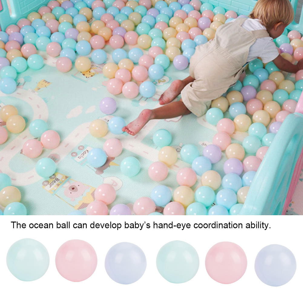 100 ชิ้น / เซ็ตเล่นพิทบอลลูกบอลสีสันสดใสลูกทะเลพลาสติกอ่อนเด็กทารก