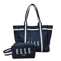 ELLE  กระเป๋าช้อปปิ้งใบใหญ่ผ้าแคนวาส   มีกระเป๋าใบเล็ก  อยู่ด้านใน มีช่องแบ่งใส่ของติดแป๊ะแม่เหล็ก รุ่นH8H014