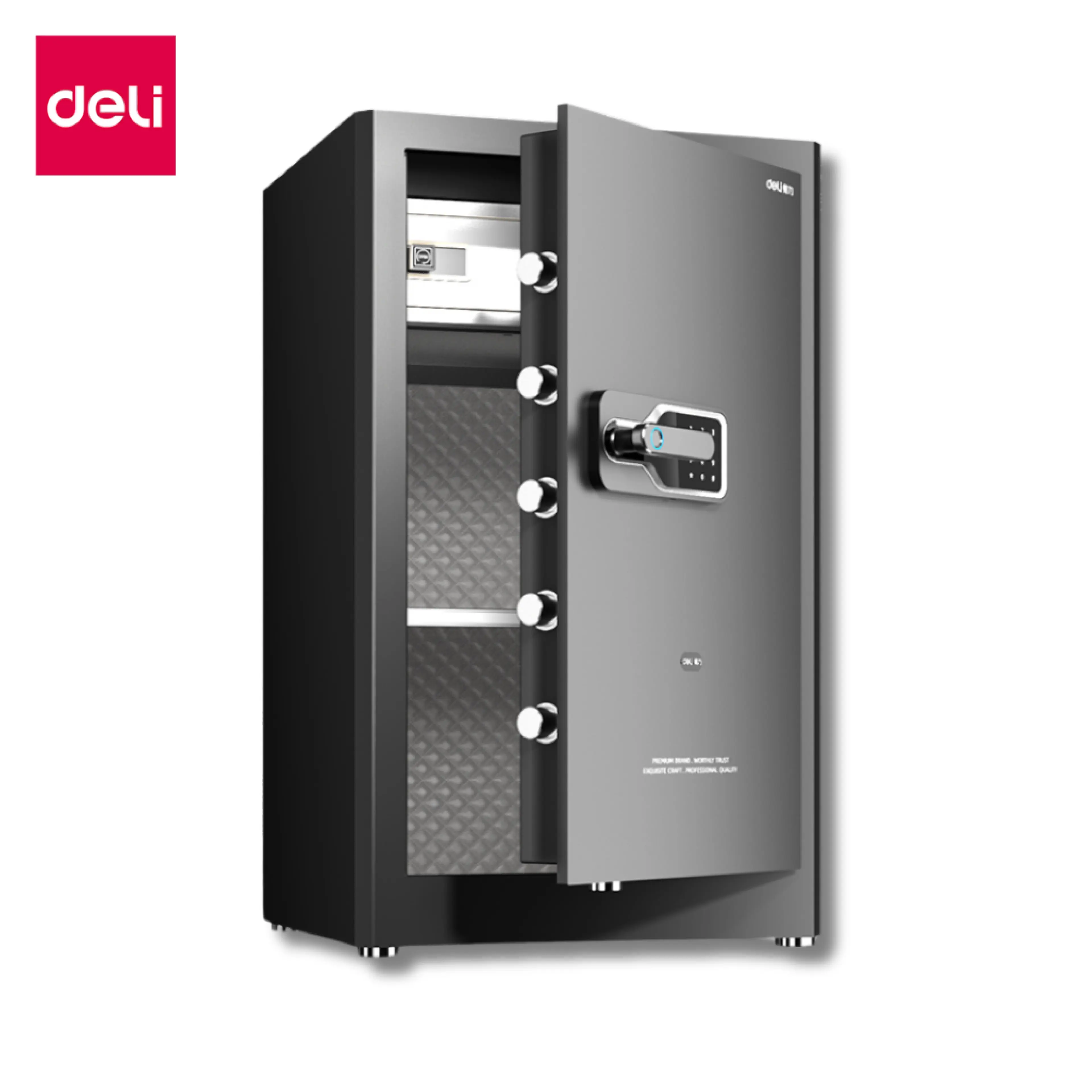 Deli Safes, Security Safes Electronic Safe Fingerprint Scanner Safe up to 4 Ways to Unlock High Accuracy up to 99%, Door Thickness 12 Mm, Strong and Resistant to Tampering. Rust-Proof Painted Steel, Scratch-Resistant, Safe Box