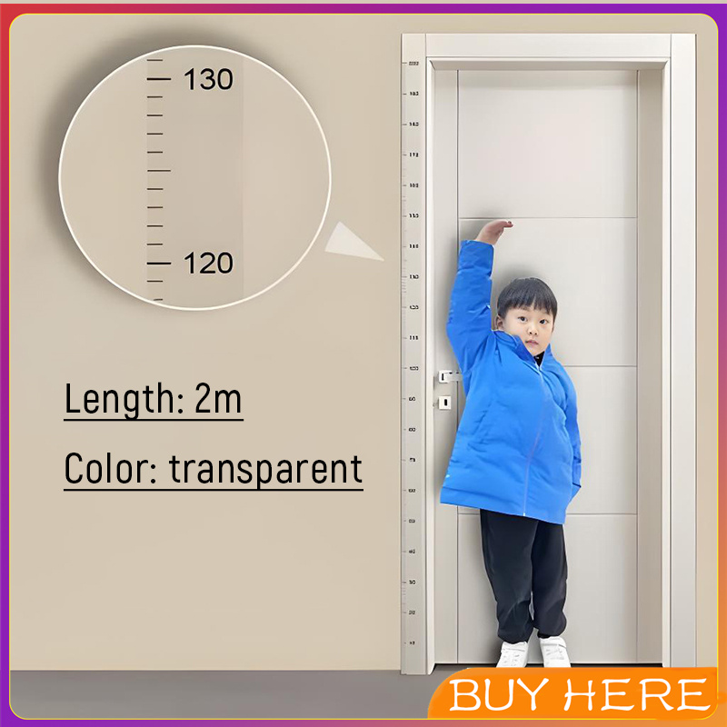 BUY HERE ที่วัดความสูงเด็ก สติ๊กเกอร์ส่วนสูง แบบติดผนัง ยาว 2 m สีขาว/สีใส Height sticker