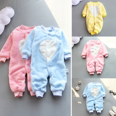 Cute Newborn Baby Boys Girls Fleece Romper Hooded Jumpsuit Outfits Clothes