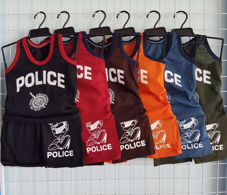 เสื้อกล้าม เสื้อกล้ามเด็ก เสื้อกล้ามตำรวจเด็ก เสื้อผ้าเด็ก เสื้อกล้าม+กางเกง อายุ3-12เดือน