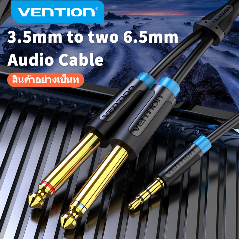 Vention 3.5mm to Double 6.5mm TRS Cable AUX Male Mono 6.5 Jack to Stereo 3.5 Jack Audio Cable for Mixer Amplifier 6.35 Adapter ราคา 72 บาท*ส่งฟรี