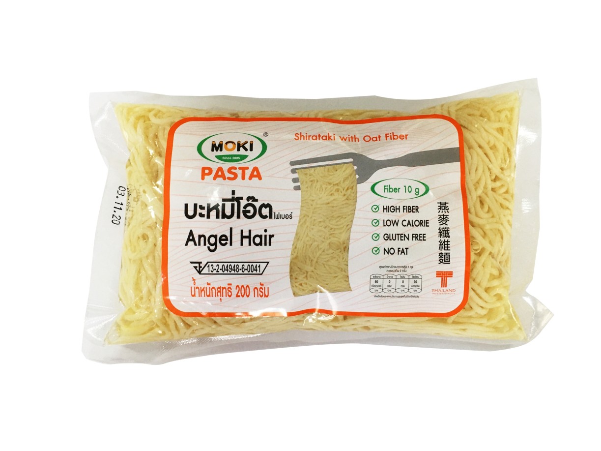 [คีโต] เส้นบุกผสมข้าวโอ๊ต รูปแบบบะหมี่ ตรา โมคิ Noodle konjac with oat fiber Moki 200g Malamart
