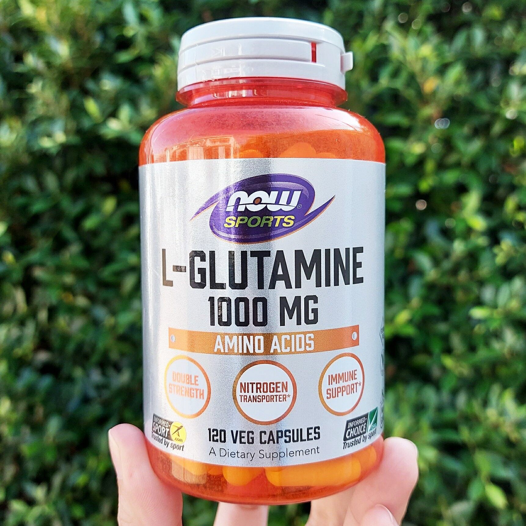 แอล-กลูตามีน L-Glutamine Double Strength 1,000 mg 120 Veg Capsules (Now Foods®)