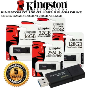 สินค้า แฟลชไดร์ฟ  Kingston 16GB/32GB/64GB DataTraveler 100G3 Flash Drive USB 3.0 ความเร็วสูงสุด 100 MB/s รับประกันการใช้งาน – รับประกันห้าปีพร้อมบริการทางเทคนิคฟรี