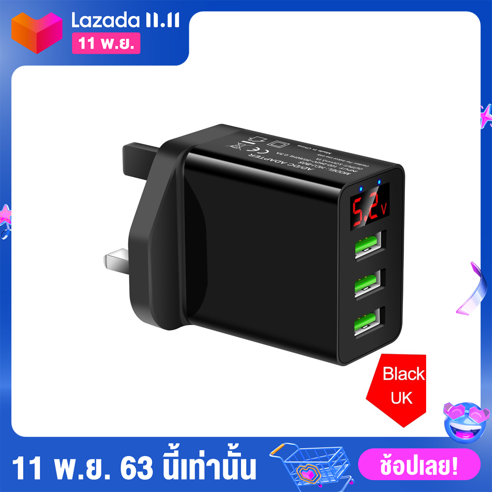 เยียนเชียนชิโวล®แบบพกพา 3 USB 48W QC3.0 3.1a รวดเร็วชาร์จจอแสดงผลดิจิตอลผนังอะแดปเตอร์ชาร์จ