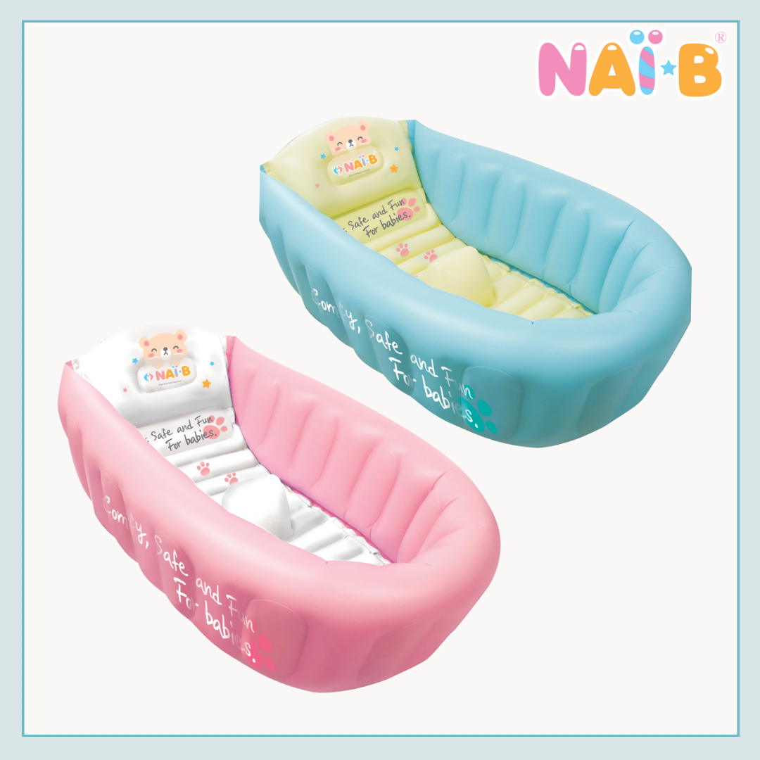 Nai-B Inflatable Baby Bathtub สีชมพู สีมิ้นท์ (อ่างอาบน้ำเติมลม กันลื่นกันกระแทก) ราคา 1,960 บาท*ส่งฟรี