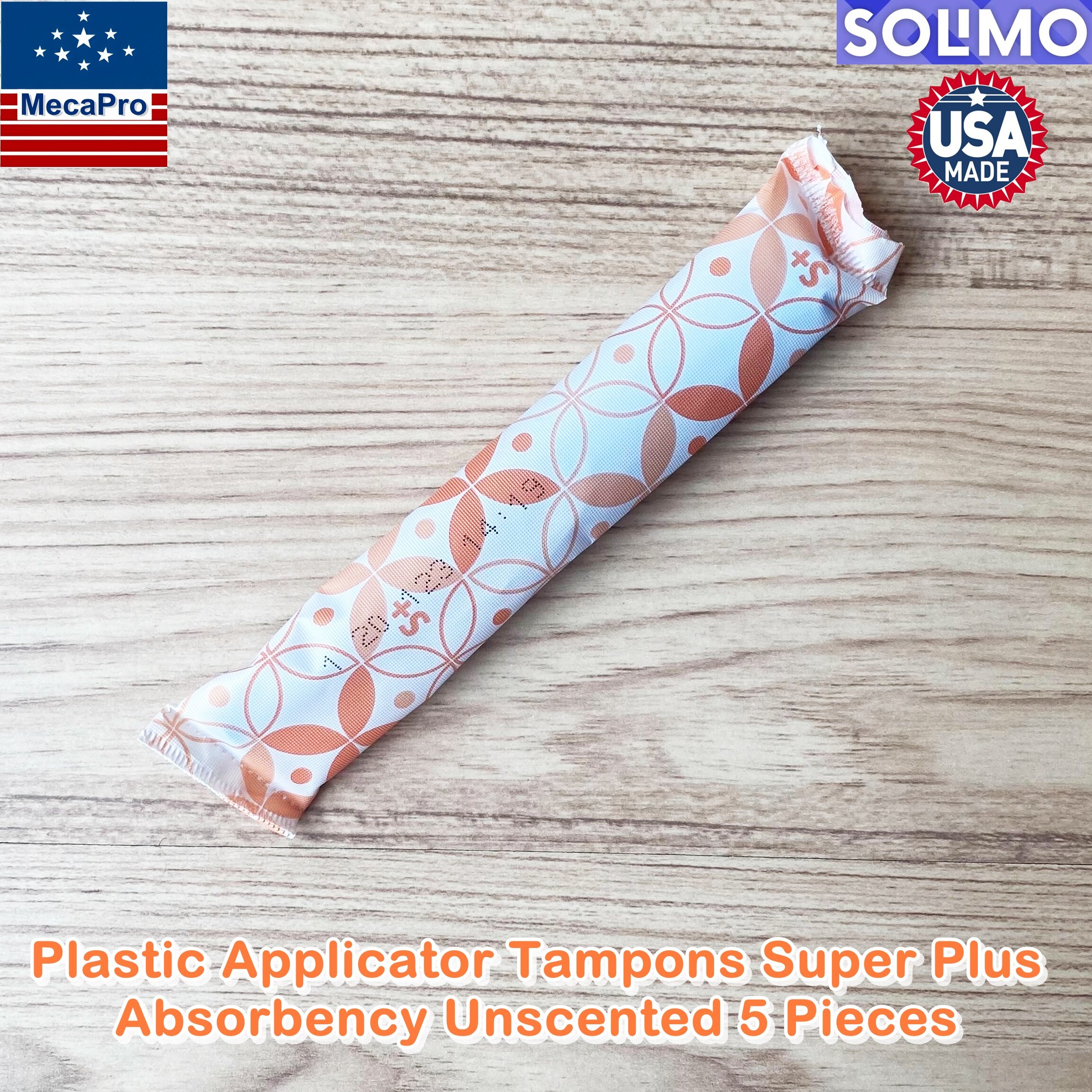 Solimo Plastic Applicator Tampons Super Plus Absorbency Unscented 5 Pieces ผ้าอนามัยแบบสอด โซลิโม 5 ชิ้น แบ่งขาย เหมาะกับวันมามากกว่าปกติ