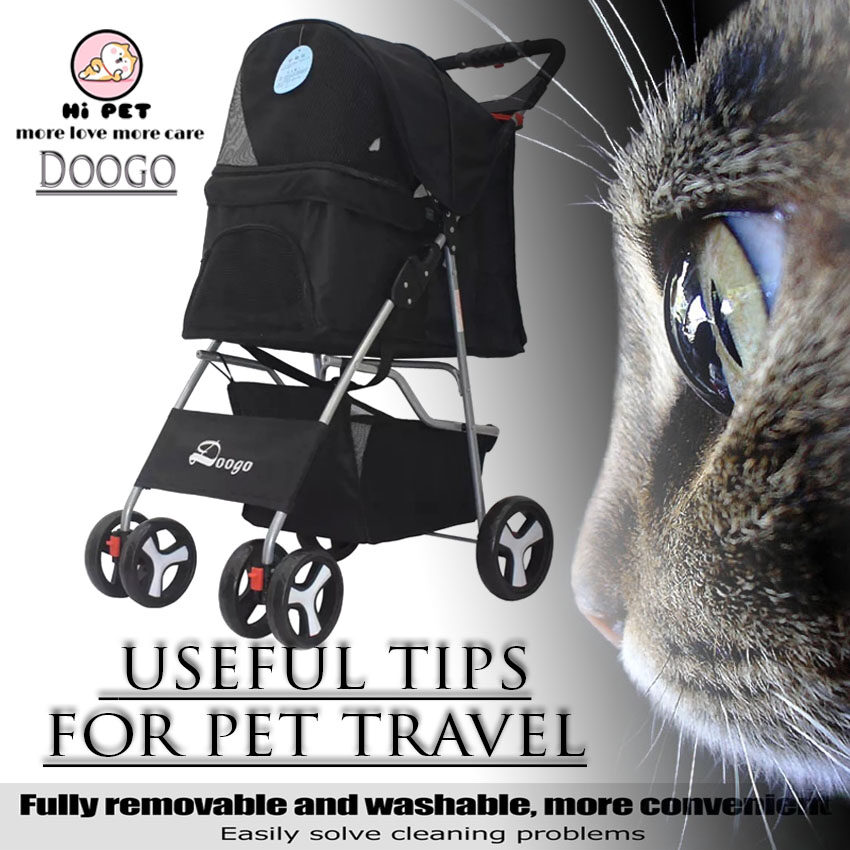 Doogo 4 wheeled Pets Trolley รถเข็นสุนัขรถเข็นสัตว์ 3 ล้อ รับน้ำหนักได้ถึง 15 กิโลกรัม【TC0001】Black