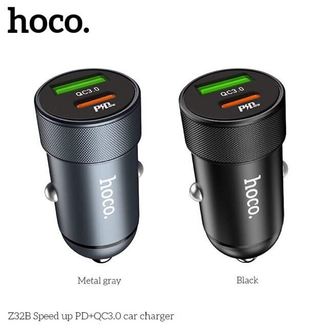 HOCO Z32B หัวชาร์จในรถยนต์ Speed up PD+QC3.0 car charger