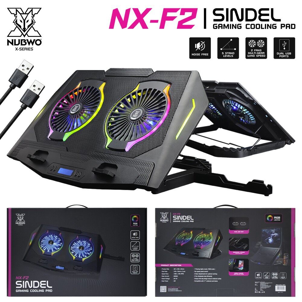 พัดลมระบายความร้อนโน๊ตบุ๊ค เกมมิ่ง NUBWO Sindel NX-F2 RGB Gaming Cooling Pad