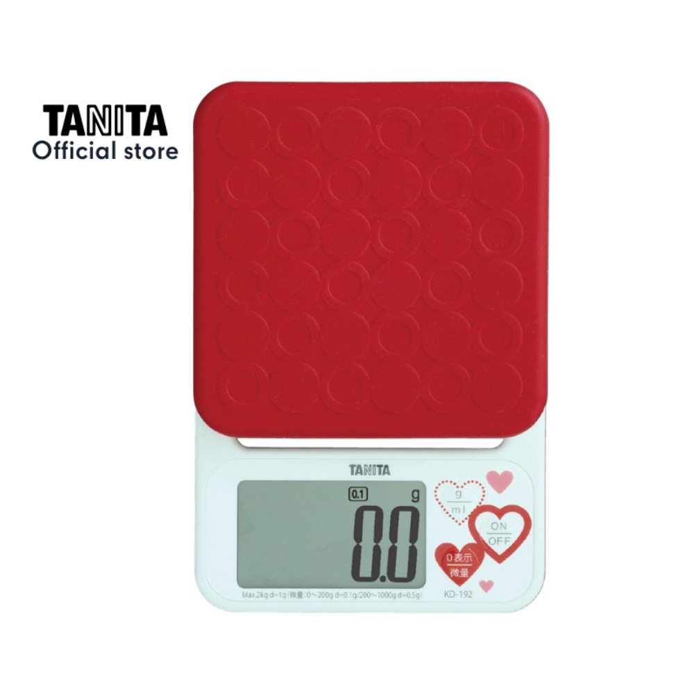 TANITA รุ่น KD-192 Red เครื่องชั่งน้ำหนักในครัว แบบดิจิตอล พิกัด 2 กิโลกรัม ความละเอียด 0.1 กรัม สีแดง (สินค้ารับประกัน 3 ปี) ราคา 1,290 บาท*ส่งฟรี