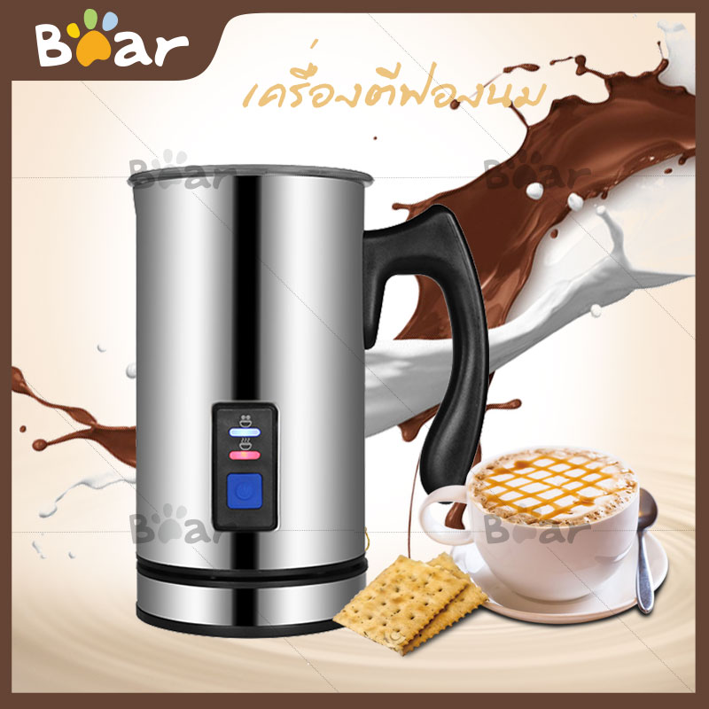 Bear เครื่องตีฟองนมอัตโนมัติ  เครื่องตีฟองนม ให้ฟูเนียนสำหรับผสมทำกาแฟ ความจุสำหรับทำฟองนมได้ประมาณ 115 ml ถ้าอุ่นร้อนใส่ได้ 240 ml Milk Frother