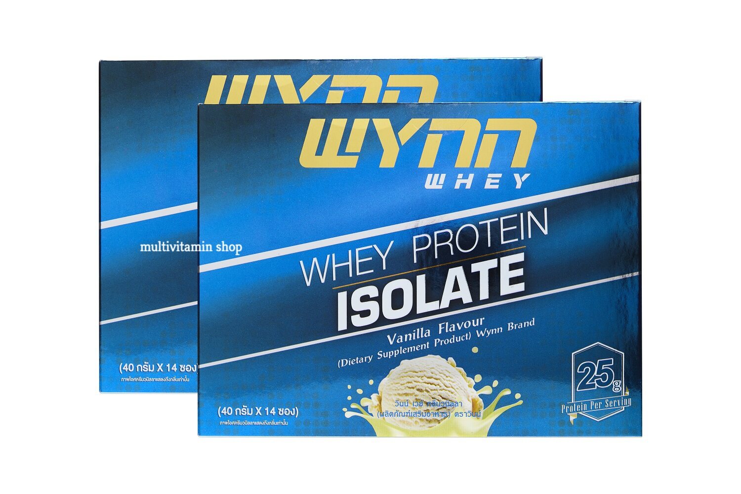 WYNN Whey วินน์ เวย์ เวย์โปรตีน Protein Isolate เวย์เพิ่มกล้ามเนื้อ เวย์ลดนํ้าหนัก บรรจุ 40กรัมx14 ซอง 2 กล่อง (รสวนิลลา)