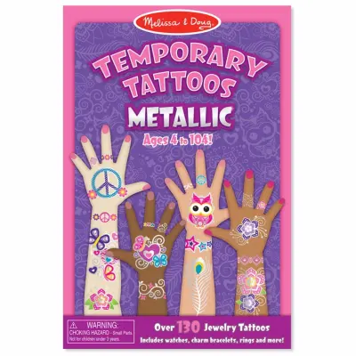 Melissa & Doug Kids Metallic Temporary Tattoos สติ๊กเกอร์แทททูเด็ก ชุดเครื่องประดับ