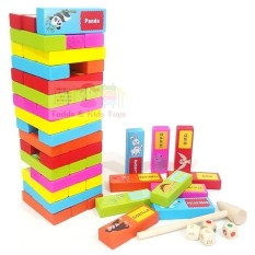 ❤️ส่งฟรี❤️Todds & Kids Toys บล็อกไม้ตึกถล่มลายสัตว์พร้อมคำศัพท์ 54 ชิ้น
