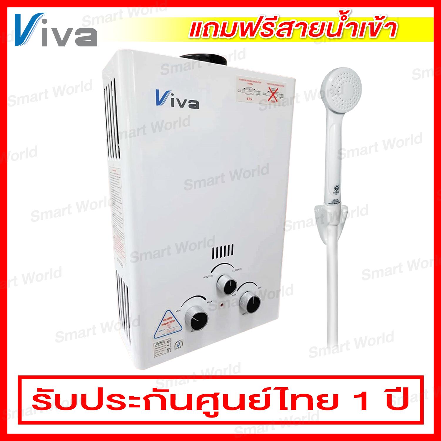 VIVA เครื่องทำน้ำร้อนแบบใช้แก๊ส พร้อมชุดฝักบัว (อัตราน้ำไหลสูงสุด 6 ลิตร/นาที) รุ่น JSD12-6LP