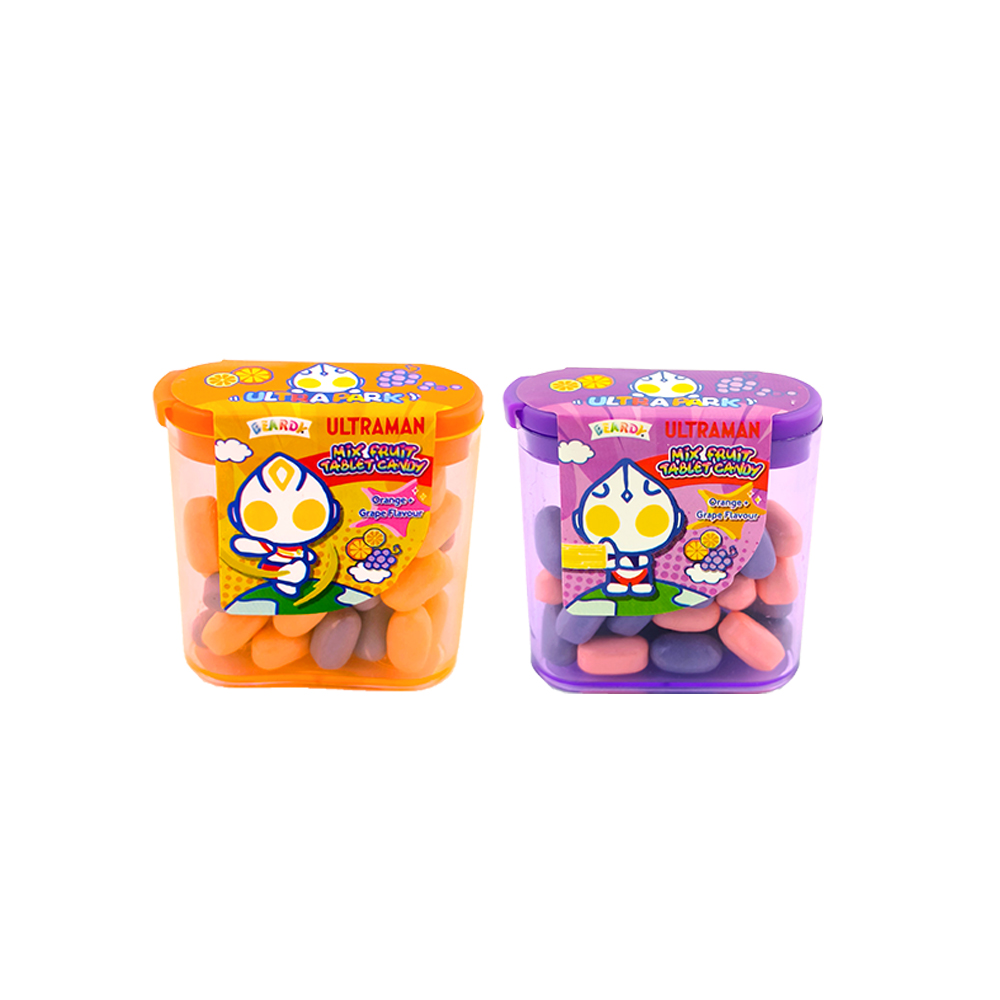 อุลตร้าแมนลูกอมอัดเม็ดกลิ่นส้มและองุ่น 17 กรัม 1 ชิ้น ราคา 25 บาท*ส่งฟรี