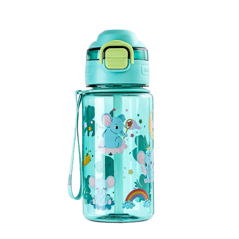 กระติกน้ำเด็ก ขวดน้ำเด็ก พลาสติกเกรด A ปลอดภัย BPA Free มีฝา 2 ชั้น ลายการ์ตูนน่ารัก ความจุ 600 ML.