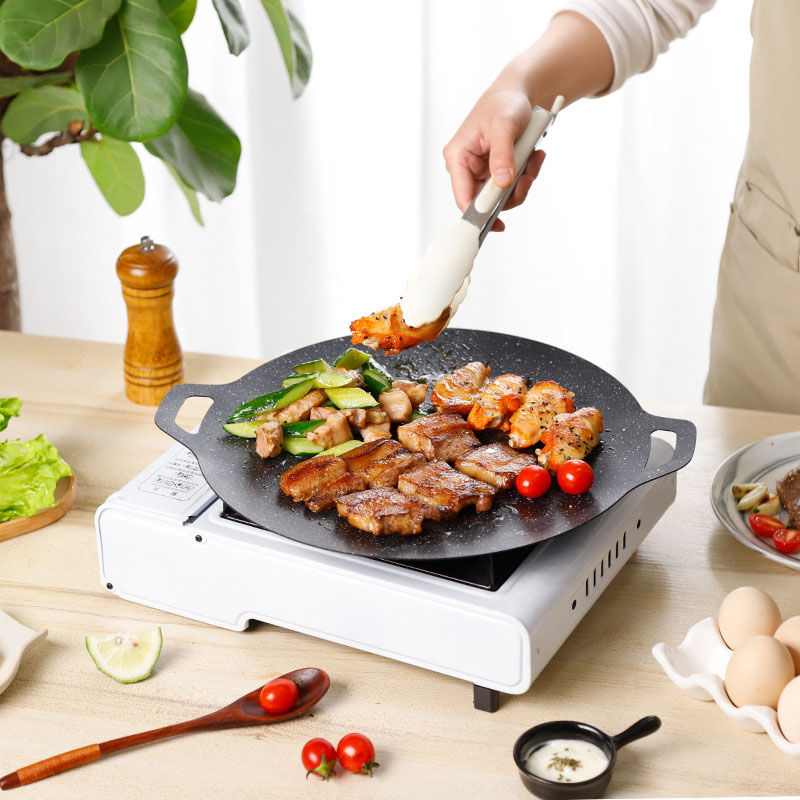 Greenforst กระทะปิ้งย่าง กระทะปิ้งย่างเกาหลี BBQ กระทะทรงแบน ผิวลื่นไม่ติดกระทะ รุ่น 5205 ราคา 46 บาท*ส่งฟรี