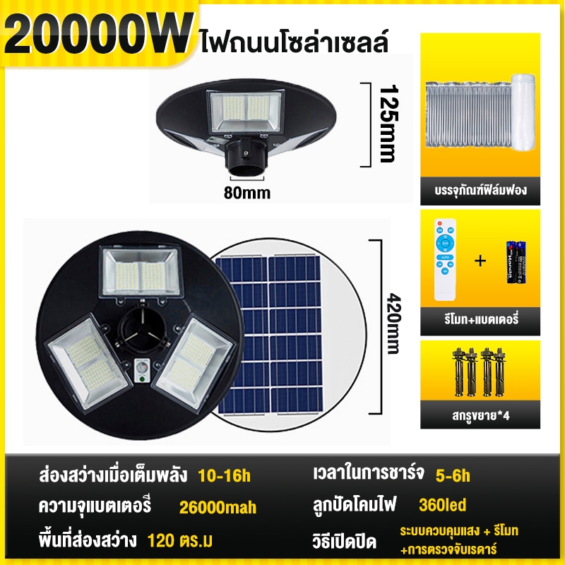 เสาไฟโซล่าเซลล์ เสาไฟทรง UFO เสาไฟแบบ3ท่อน เสาไฟขนาด3เมตร เสาไฟเหล็ก