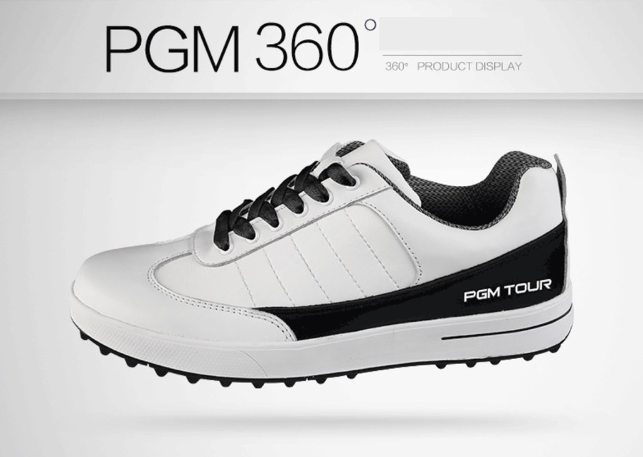 EXCEED PGM Men's Golf Shoes Waterproof Sports Shoes(black and white) XZ037
