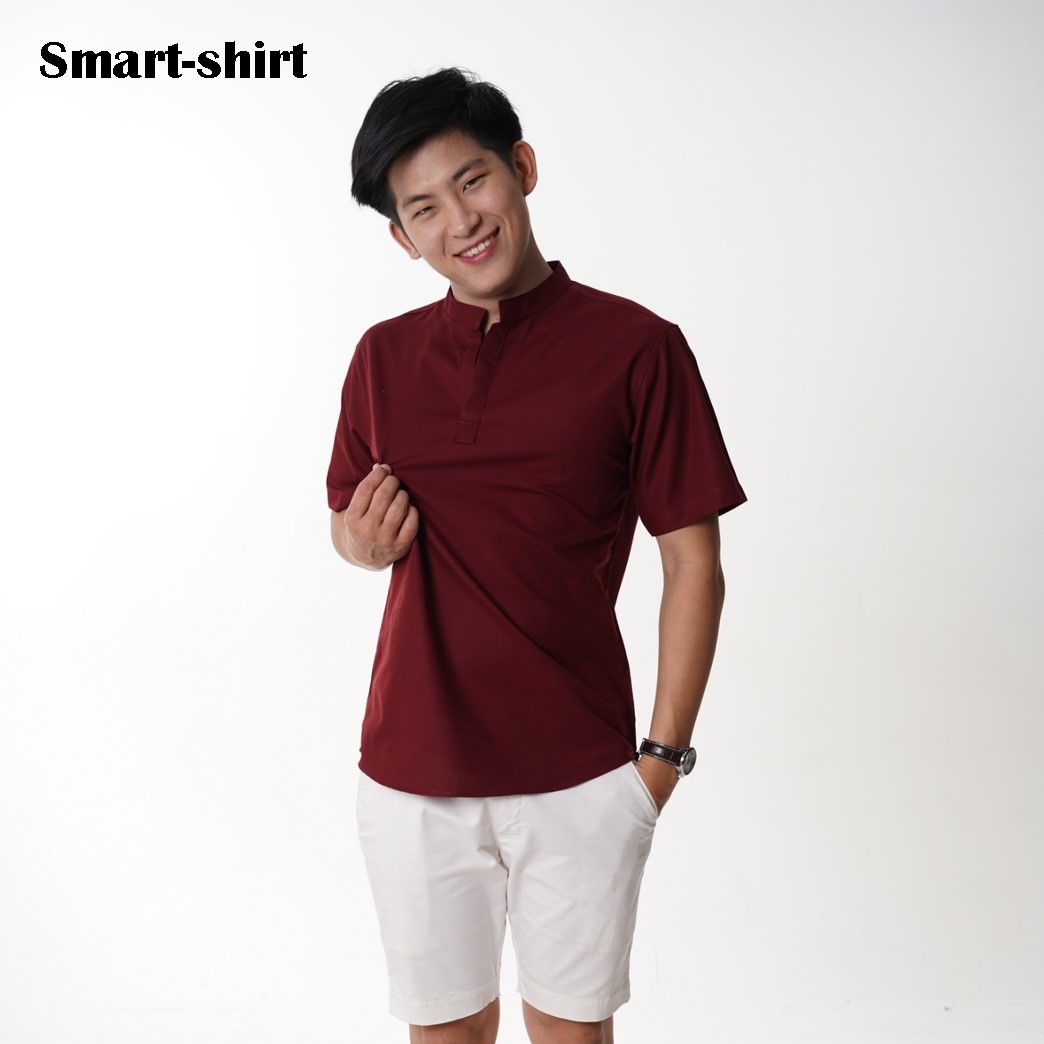 เสื้อเชิ้ต Smart Shirt 25 สี แบบผ่า คอจีน แขนสั้น