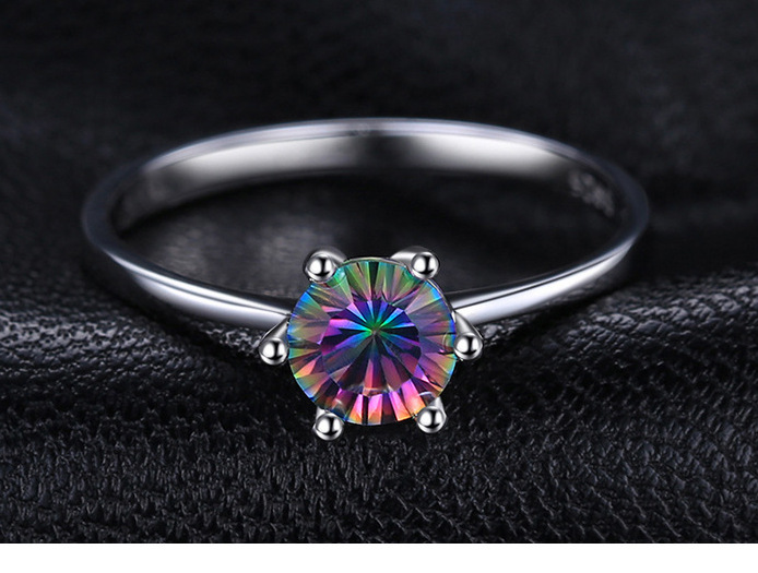 TANITTgemsแหวนเงินชุบทองคำขาวประดับพลอยโทพาสแท้รูปกลมขนาด1กะรัต(Mystic Topaz) ราคา 599 บาท*ส่งฟรี
