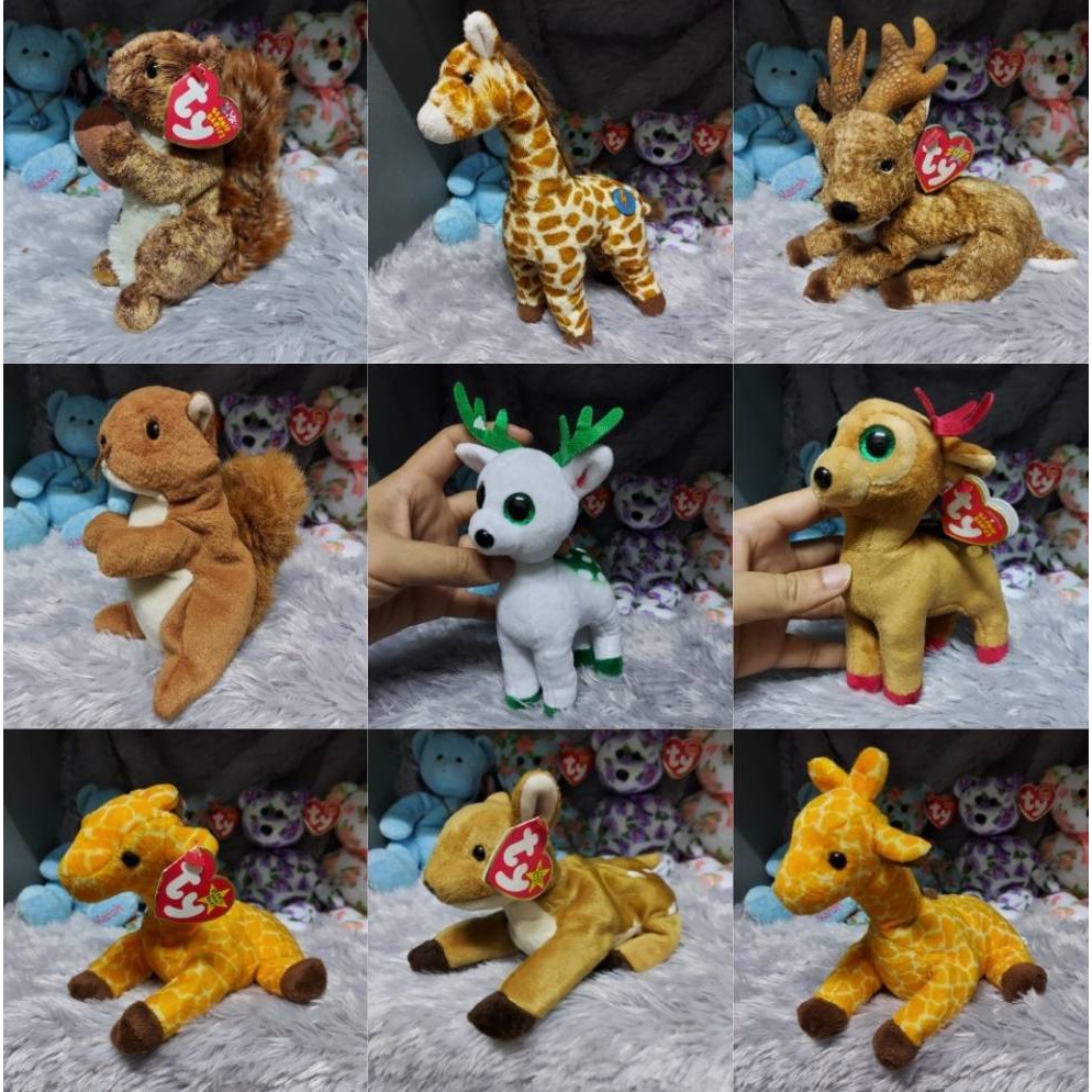 AM 07 - ตุ๊กตาสัตว์ ยีราฟ กวาง ty ขนาด 5-7 นิ้ว ราคา 35 บาท*ส่งฟรี
