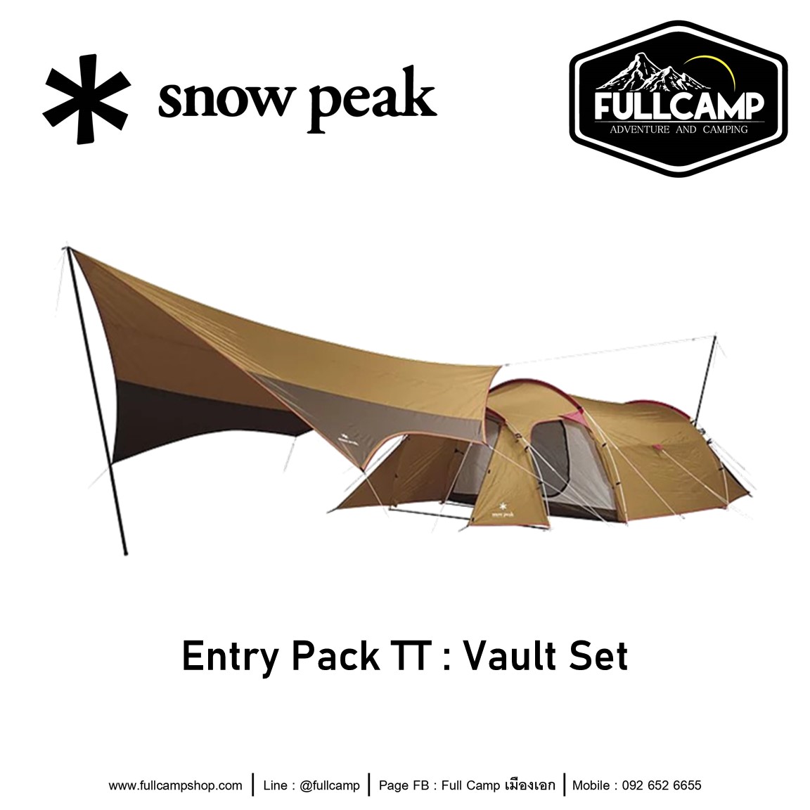 Snow Peak Entry Pack TT : Vault Set เต็นท์ทรงอุโมงค์พร้อมผ้าใบกันแดด ทาร์ป เต็นท์แคมปปิ้ง สำหรับ 4 คน ราคา 16,900 บาท*ส่งฟรี